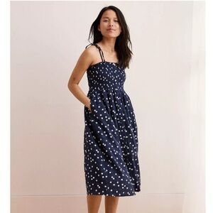 Aerie Star Smocked Navy White Summer Dress Sun XS